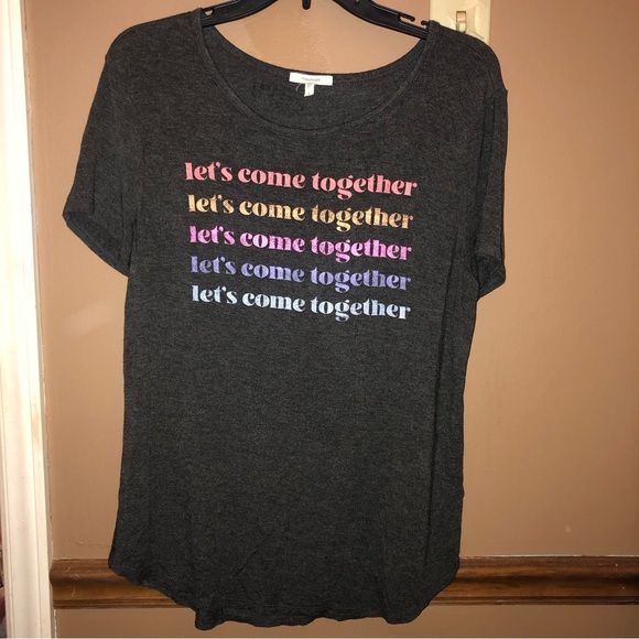 Maurices Let’s Come Together Graphic T-Shirt Rainbow Grey Small - Picture 2 of 6